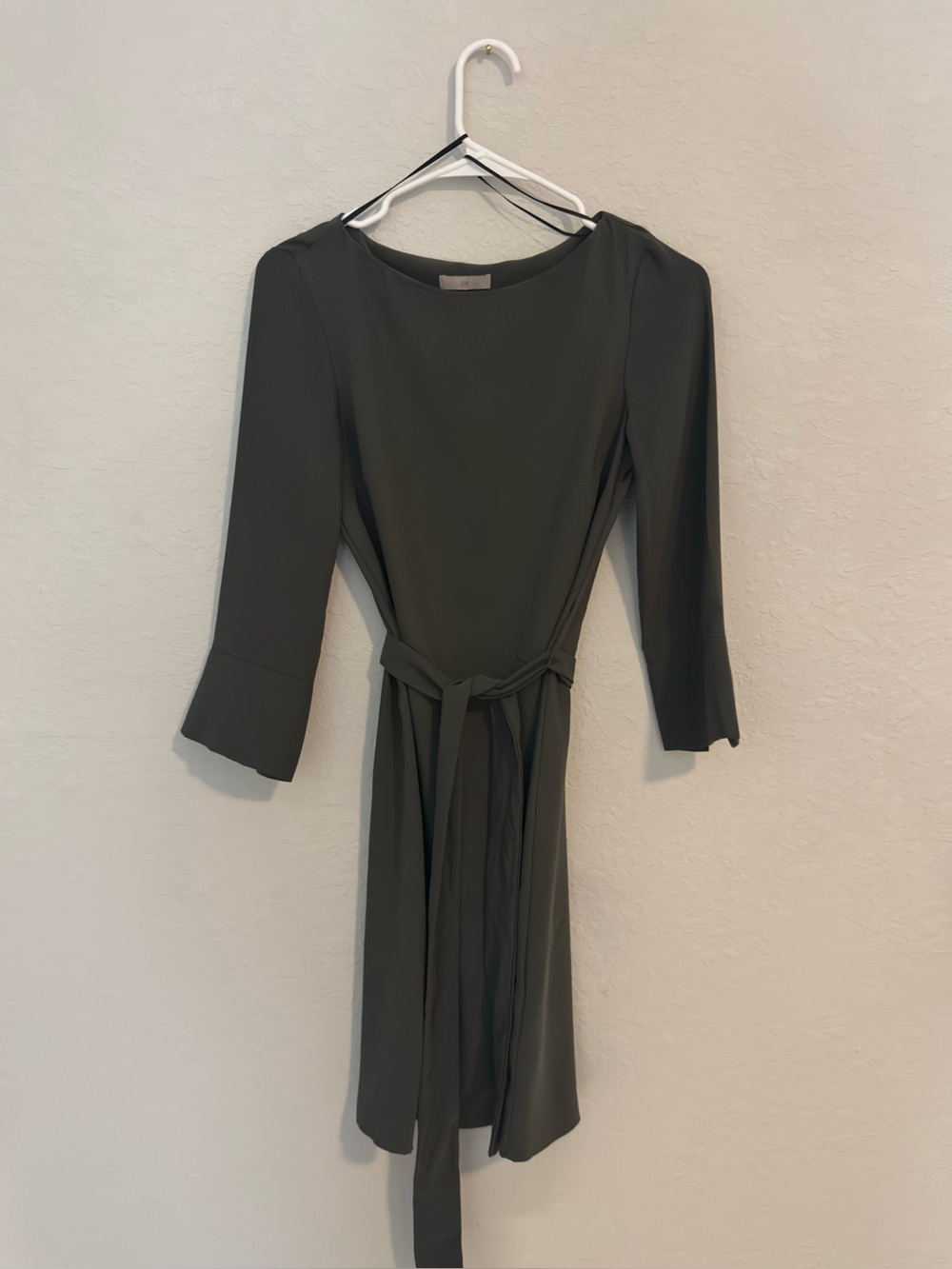 H&M Women's Olive Green Belted Midi Dress